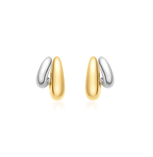  Tide Echo - Pendant earrings - Silver / 14kt GP - 2cm